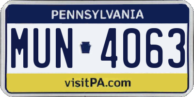 PA license plate MUN4063