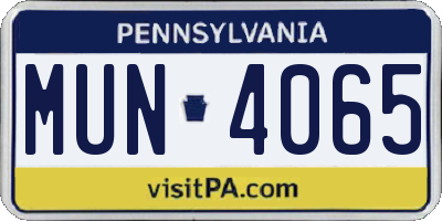 PA license plate MUN4065