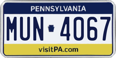 PA license plate MUN4067