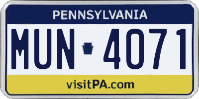 PA license plate MUN4071