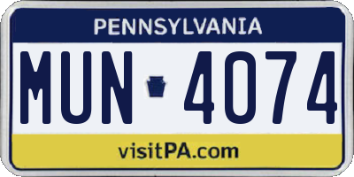 PA license plate MUN4074
