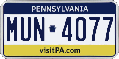 PA license plate MUN4077