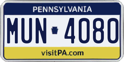 PA license plate MUN4080