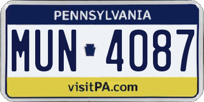 PA license plate MUN4087