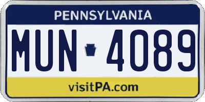 PA license plate MUN4089