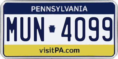 PA license plate MUN4099