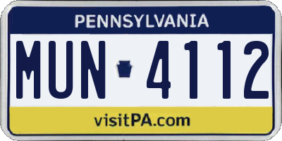 PA license plate MUN4112