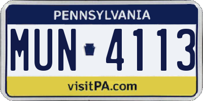 PA license plate MUN4113