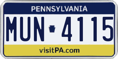PA license plate MUN4115