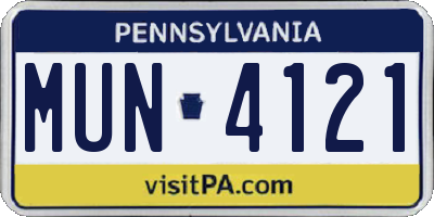 PA license plate MUN4121