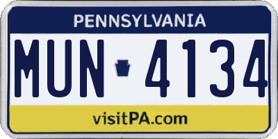 PA license plate MUN4134