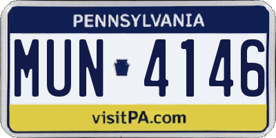 PA license plate MUN4146