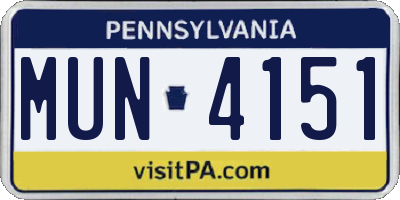 PA license plate MUN4151
