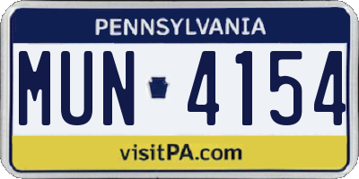 PA license plate MUN4154