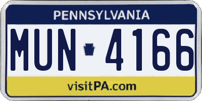 PA license plate MUN4166