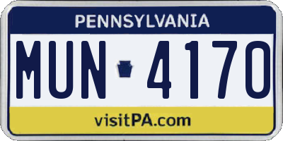 PA license plate MUN4170