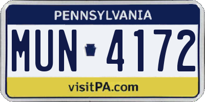 PA license plate MUN4172