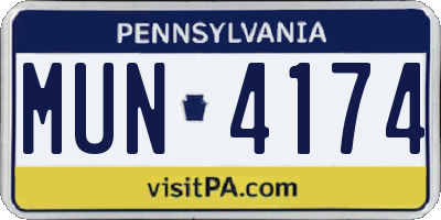 PA license plate MUN4174