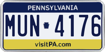 PA license plate MUN4176