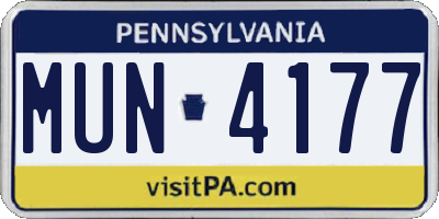 PA license plate MUN4177