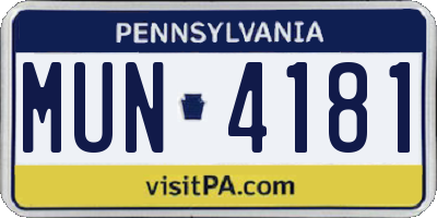 PA license plate MUN4181