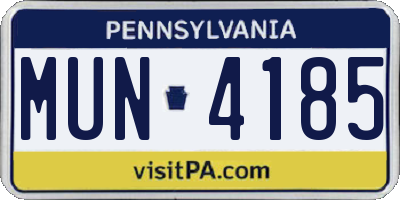 PA license plate MUN4185