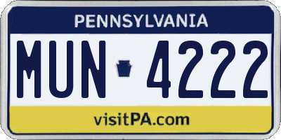 PA license plate MUN4222