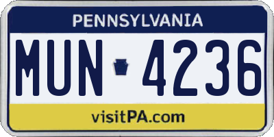 PA license plate MUN4236