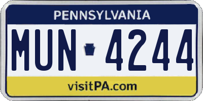 PA license plate MUN4244