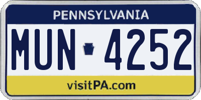 PA license plate MUN4252