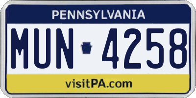 PA license plate MUN4258