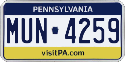 PA license plate MUN4259