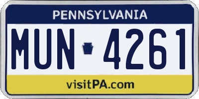 PA license plate MUN4261