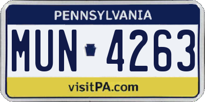 PA license plate MUN4263