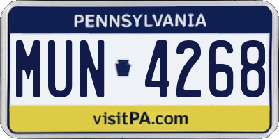PA license plate MUN4268