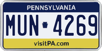 PA license plate MUN4269