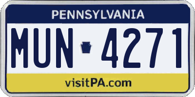 PA license plate MUN4271