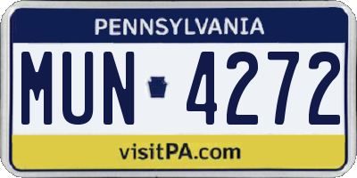 PA license plate MUN4272