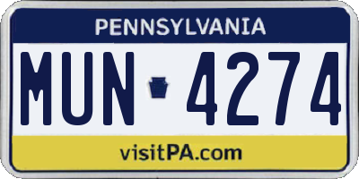 PA license plate MUN4274