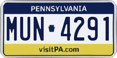 PA license plate MUN4291