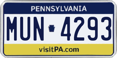 PA license plate MUN4293