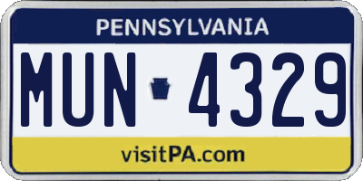 PA license plate MUN4329