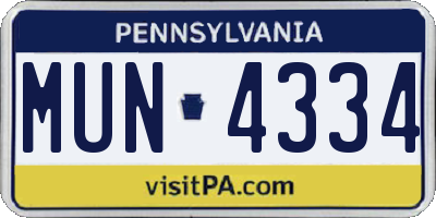 PA license plate MUN4334