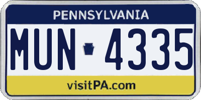 PA license plate MUN4335