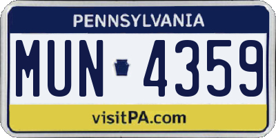 PA license plate MUN4359