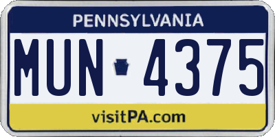 PA license plate MUN4375
