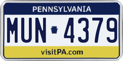PA license plate MUN4379