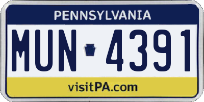 PA license plate MUN4391
