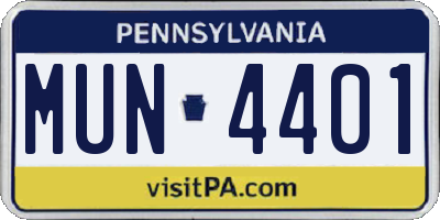 PA license plate MUN4401