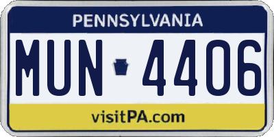 PA license plate MUN4406